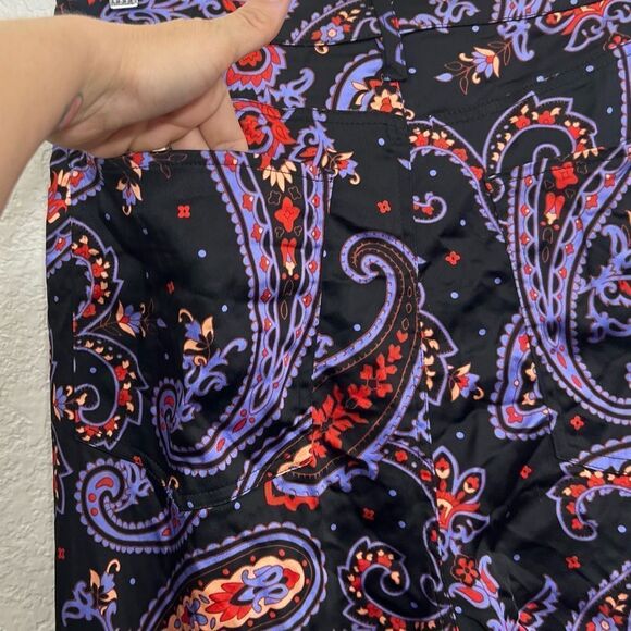 Danielle Bernstein x We Wore What Flare Satin Paisley Pants High Rise Size 32 - Picture 11 of 15